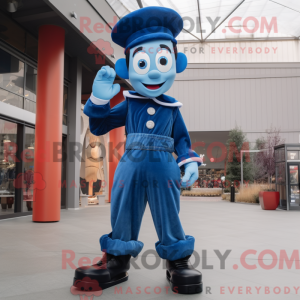 Blue Mime mascot costume...