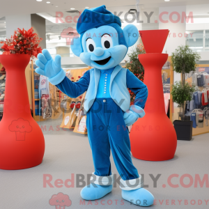 Blue Mime mascot costume...