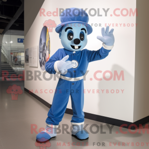Blå Mime maskot kostume...