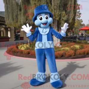 Blue Mime mascot costume...