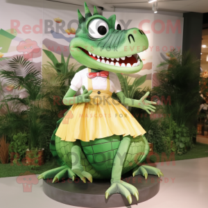 nan Crocodile mascot costume character dressed with a Skirt and Shoe clips