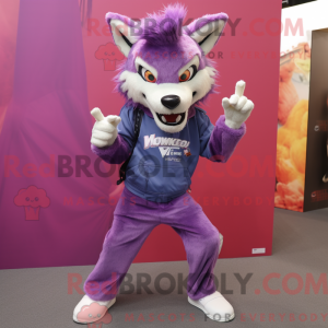 Purple Wolf maskot kostume...