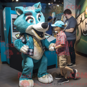Turkis Wolf maskot kostume...