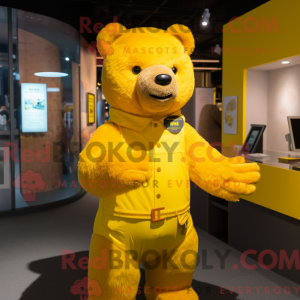 Gul Bjørn maskot kostume...