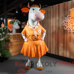 Orange Hereford Cow mascot...