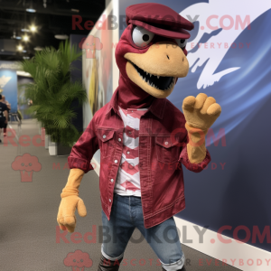 Maroon Velociraptor mascot...