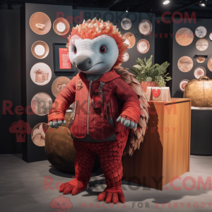 Rød Pangolin maskot kostume...