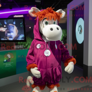 Magenta Guernsey Cow mascot...