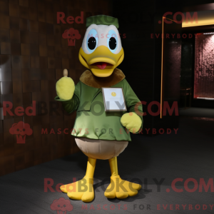 Olive Duck mascot costume...