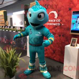 Teal Ceviche mascot costume...