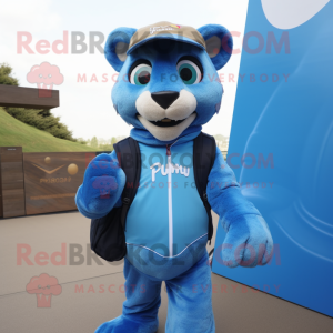 Blauw Puma mascotte kostuum...