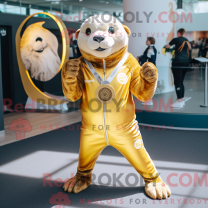 Gold Otter-maskotdraktfigur...