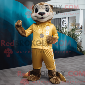 Gold Otter-maskotdraktfigur...
