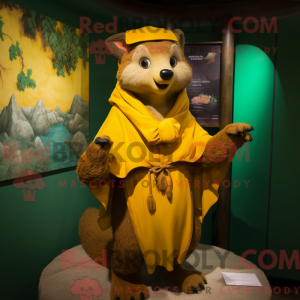 Gul mår maskot kostume...