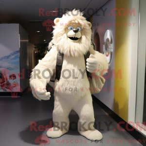 Beige Yeti maskot kostume...