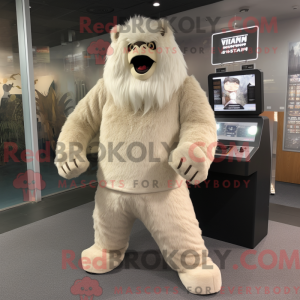 Beige Yeti mascot costume...