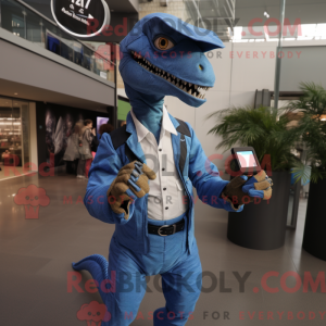 Blue Velociraptor mascot...
