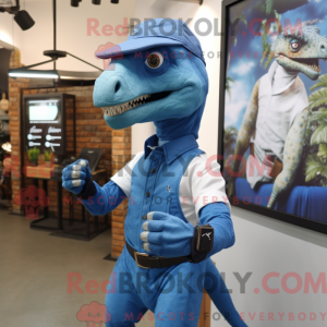 Blue Velociraptor mascot...