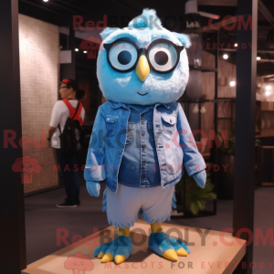 Sky Blue Owl maskot kostume...