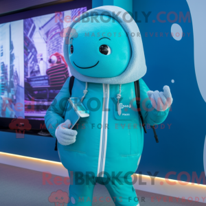 Teal Humpback Whale mascot...