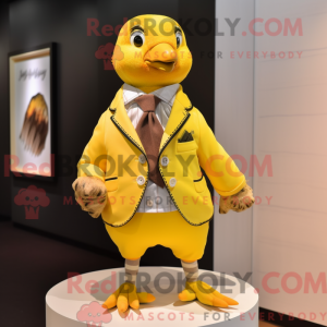 Yellow Quail mascot costume...