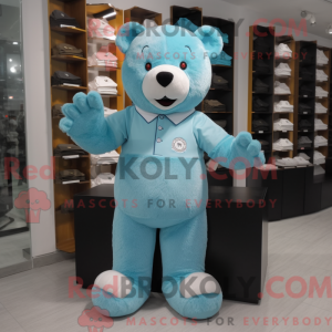 Cyan Teddy Bear maskot...