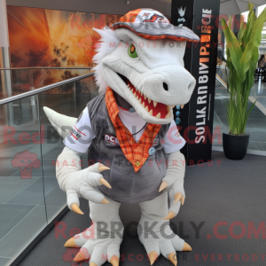 Hvid Spinosaurus maskot...