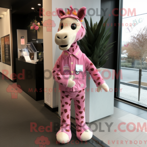 Pink Giraffe mascot costume...