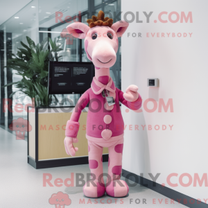 Pink Giraffe mascot costume...