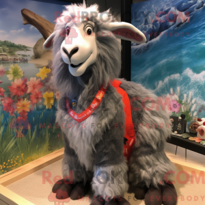 Gray Angora Goat mascot...