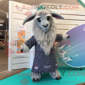 Gray Angora Goat mascot...