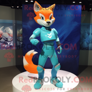 Cyan Fox Maskottchen Kostüm...