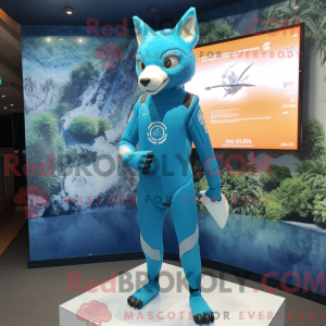 Cyan Fox-maskotdraktfigur...