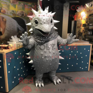 Sølv Ankylosaurus maskot...