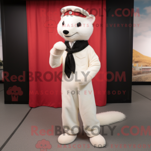 Hvit Weasel maskot drakt...
