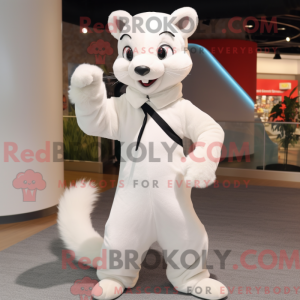 Hvid væsel maskot kostume...