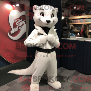 Hvit Weasel maskot drakt...