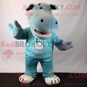 Teal Hippopotamus mascot...