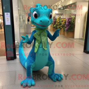 Teal Geckos mascot costume...