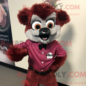 Maroon Lemur maskot kostume...