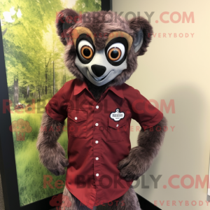 Maroon Lemur maskot kostume...