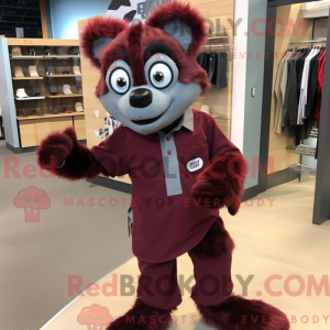 Maroon Lemur maskot kostume...