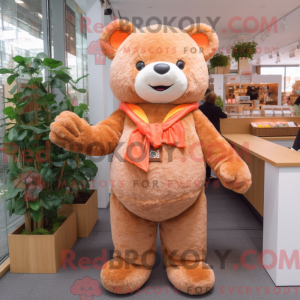 Peach Teddy Bear mascot...