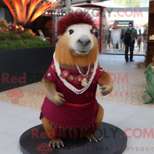 Maroon Capybara mascot...