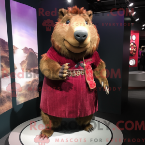 Maroon Capybara mascot...
