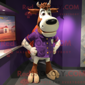 Purple Guernsey Cow mascot...