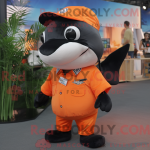 Oranje orka-mascottekostuum...
