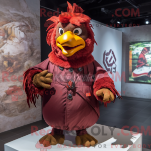 Maroon Rooster mascot...