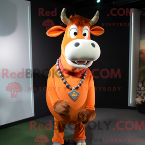 Orange Jersey Cow mascot...