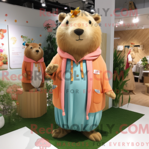 Peach Capybara maskot...